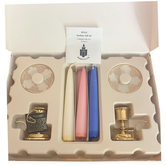 Partylite Newbury Gift Set Fine Brass Candle Holders & Candlesticks Plates P9510 - Picture 2 of 13